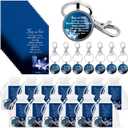 Junkin Funeral Favors for Guest Memorial Gifts Including Remember Keychain Prayer Cards Organza Bags for Memorial Celebration of Life(Dark Blue,48 Sets)