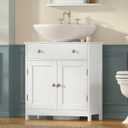Pedestal Sink Storage Cabinet with 2 Doorsand Drawer, Bathroom Sink Cabinet, Under Sink Storage with U-Shape Cut-Out, White, 62.9"W*14.9"D*32.7"H Pack of 27