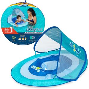 SwimWays Baby Spring Float with Adjustable Canopy and UPF Sun Protection, Blue Lobster SwimWays Baby Spring Float with Adjustable Canopy and UPF Sun Protection, Blue Lobster