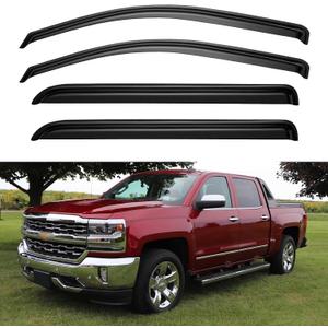 Window Rain Guards for 2014-2018 Chevy Silverado/GMC Sierra 1500 Crew Cab, Out-Channel Window Vent Visors Wind Shades Deflector for 2015-2019 Silverado/Sierra 2500HD 3500HD