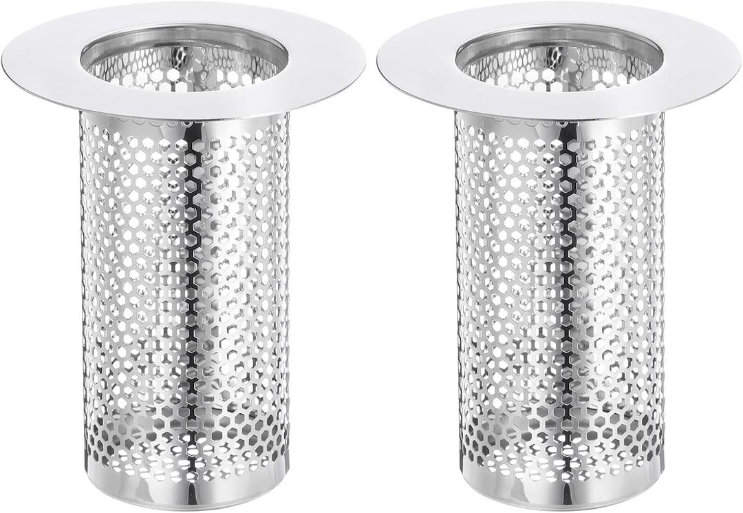 uxcell 2 Pack Shower Drain Strainer, 3.1" x 2.2" Stainless Steel Floor Drain Strainer Deep Sink Hair Catcher for Kitchen Bathroom Balcony Floor Drain, Fit Hole Size from 1.4" to 2"