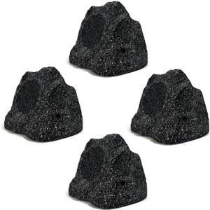 Herdio 8" Outdoor Rock Bluetooth Speakers IPX7 Waterproof Wired Max Power 1200 Watt All Weather for Deck Pool Backyard Patio Garden (2 Pair Black)