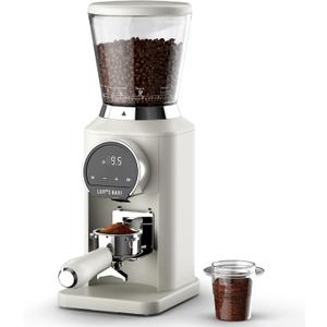 Conical Burr Coffee Grinder with 40mm Stainless Steel Burr, 34 Grind Settings Anti-static, Electric Espresso Grinder for Home Use  Perfect for Espresso, Drip Coffee, French Press & Cold Brew, White