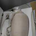 24 inch Vintage Ceramic Table Lamp with 5FT Cord - Single Farmhouse Rustic Bedside Lamp with Natural Textured Finish, Nightstand Lamps for Living Room, Bedroom, End Table Beige