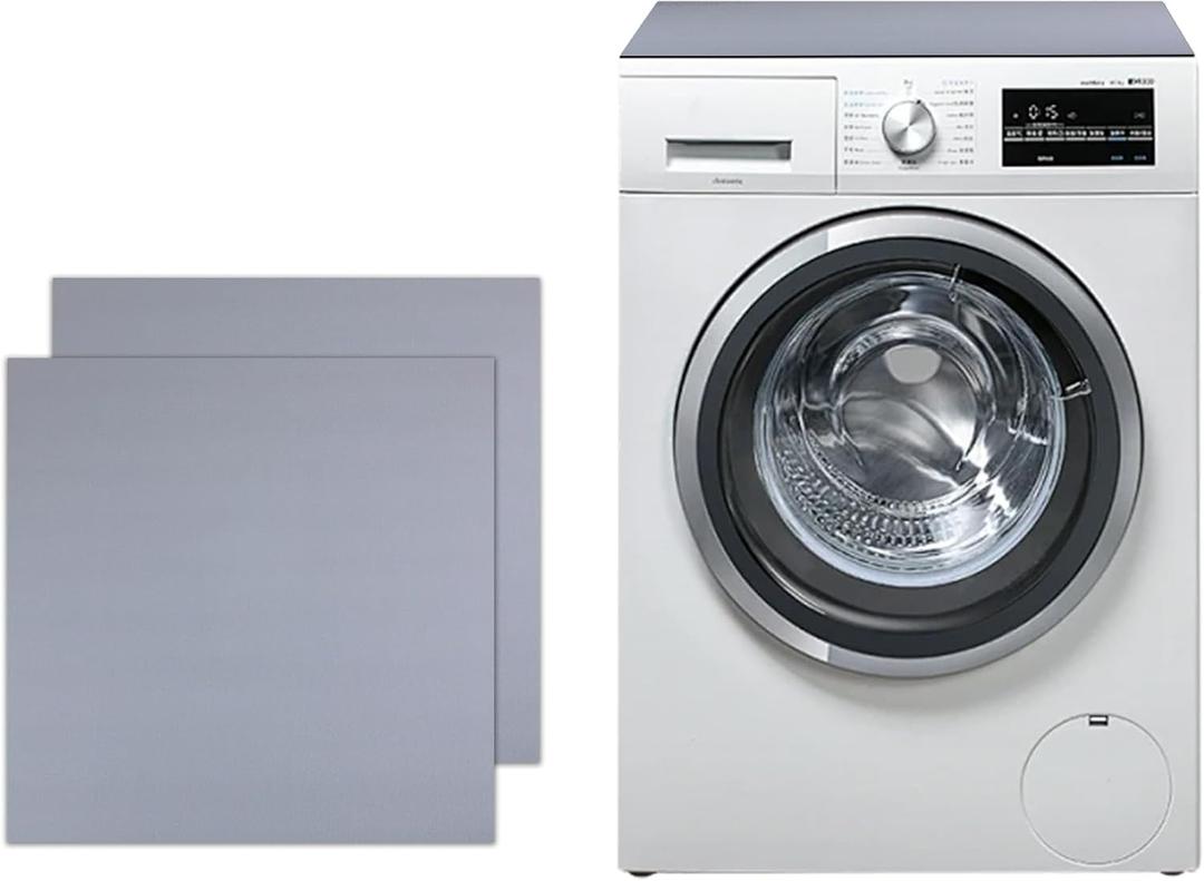 2 PCS Washer and Dryer Covers for the Top - 23.6 x 23.6 in Washing Machine Top Cover Pads,Dust-Proof Diatom Rubber Non-Slip Dryer Top Protector Guards Mat Support for Home Kitchen Laundry Room (Grey)