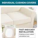 Turquoize 3 Piece Sofa Covers for 2 Cushion Couch Sofa Slipcover Soft Couch Cover for Dogs-Washable Sofa Furniture Cover with 2 Individual Cushion Covers, Thick Jacquard Fabric (Loveseat, Cream)