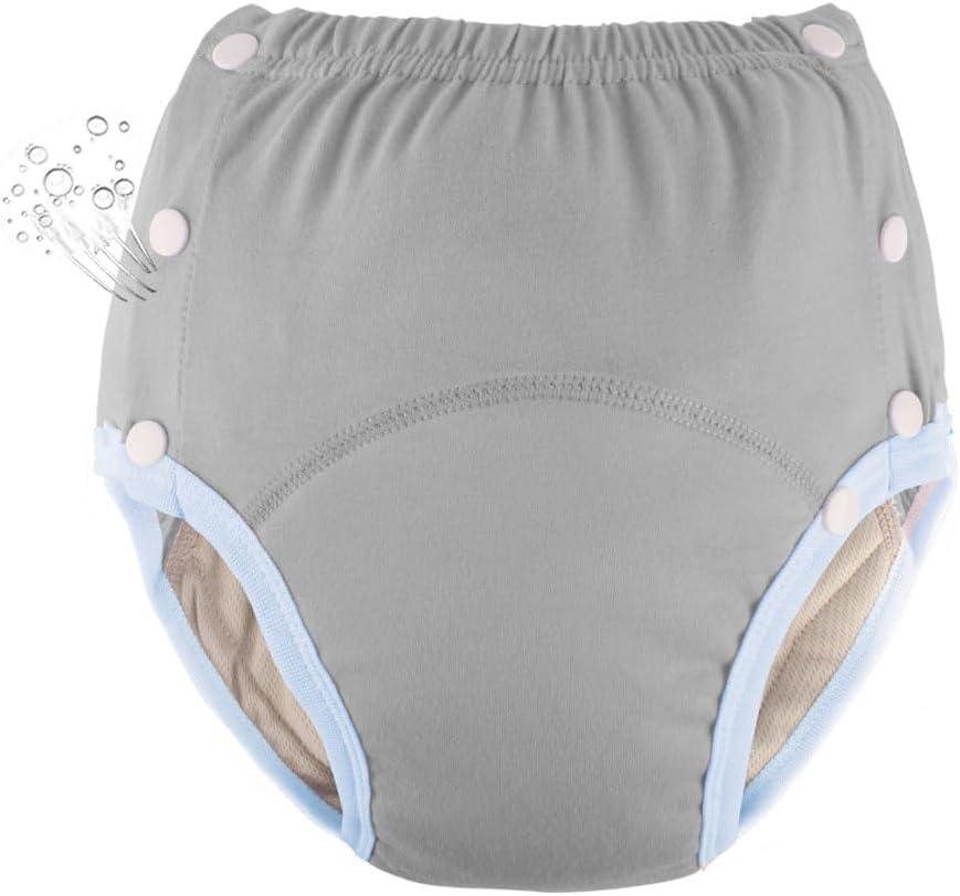 WEEOATAR Unisex Adult Cloth Diaper,Incontinence Cloth Diaper,Swim Nappie,Reusable,Washable and Adjustable with Snaps,Underwear for Seniors,Disability,Postpartum Waist: 22.0-35.4in(Grey,XL)