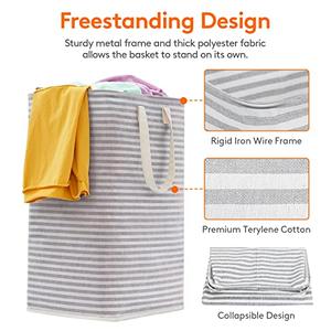 Lifewit Laundry Hamper Large Collapsible Laundry Basket, Freestanding Waterproof Clothes Hamper Storage with Easy Carry Handles for Clothes in Bedroom Bathroom College Dorm for Adults, Gray, 80L (Grey)