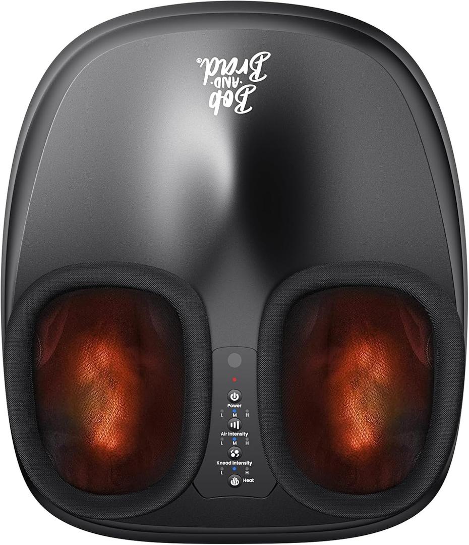 BOB AND BRAD Foot Massager with Heat, Shiatsu Deep Kneading & Air Compression for Plantar Fasciitis, FSA Eletric Feet Massager Machine, Fits US Size 12, HSA Eligible