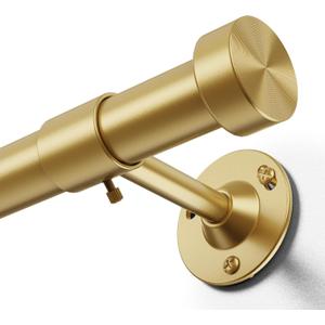 YaFex Heavy Duty Curtain Rods 32-120 Inch, 1 Inch Adjustable Gold Curtain Rod for Windows, Long Window Treatment Rods with Aluminium Finials, Easy Installation