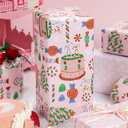 MAYPLUSS Christmas Wrapping Paper Roll - 17 In x 33 Feet - Cute Pink Christmas Candy Cane Cake Reversible Polka Dot Gift Wrap Paper for New Year, Holiday, Kids