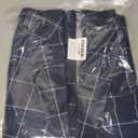 MOGU Mens 3 Piece Slim Fit Plaid Suit Blazer Jacket+Vest+Pants (40, Navy Blue)