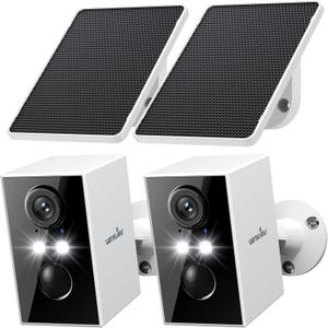 wansview Security Cameras Wireless Outdoor-2K WiFi 6 Solar Camera Outdoor Wireless for Home Security with AI Motion Detection, Color Night Vision, 2-Way Audio, 2.4GHz WiFi Only, Alexa, A1 2P White