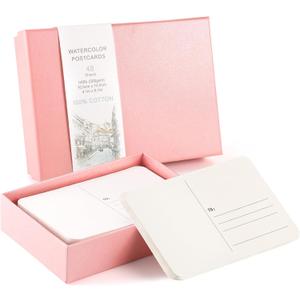 Prudiut 48 Sheets 4x6 Watercolor Postcards, 140lb/300gsm Blank Postcards Watercolor Paper Cards Art Supplies Valentine Gifts for Painting, DIY, Mailing, Invitations, Greeting Cards (Pink)