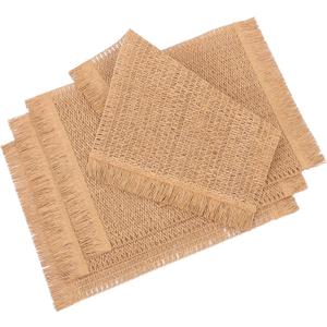 Zerodeko 4pcs Vintage Tassel Coasters for Drinks Heat Resistant Table Mats Timeless Farmhouse Decor for Dining Room for Family Meals and Gatherings