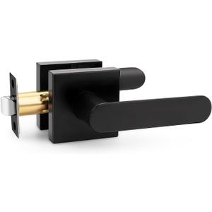 Heavy Duty Passage Door Handle, Door Lever with Rectangular Design, Non-Locking for Hallway Closet, Easy Installation, Matte Black, 1 Pack