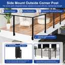 BLIKA 36" Side Mount Outside Corner Post, Stainless Steel, 3-Side Drilled Black Powder Coated Fascia Mount Post for Cable Railing Kit