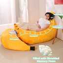 Banana Bean Bag Chair with Ottoman, Floor Sofa Bed with Footrest, Comfy Convertible Lounger for Adults, Plush Couch for Bedroom, Living Room or Dorm, L-Yellow, Large