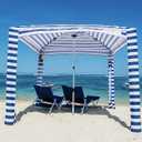 CoolCabana Beach Shade Tent - Easy Setup, UPF 50+ Protection, Large & Medium Sizes, Compact & Wind Resistant - Beach Cabana for The Whole Family - Navy Stripes, Large