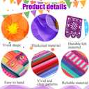 TaoBary 15 Pcs Mexican Party Decorations Set Tissue Paper Flowers 71 x 43 in Mexican Fiesta Color Stripes Backdrop Papel Picado Banner Mexican Fiesta Flower for Cinco De Mayo Party(Fresh Stripe)