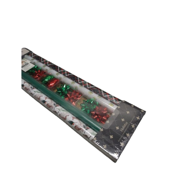 LaRibbons Christmas Wrapping Paper Set, Reindeer & Snowflake Design with Gift Bow & Ribbons & Tags, Perfect for Holiday, Party, Xmas Celebration,30 Inch X 10 Feet (4Rolls, 100 sq.ft.ttl.)