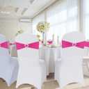 Howhic Pack of 30 Spandex Chair Sashes Bows Stretch Chair Cover Band with Buckle Slider Universal Elastic Chair Ties for Wedding Banquet Party Event Decoration (Fuchsia)