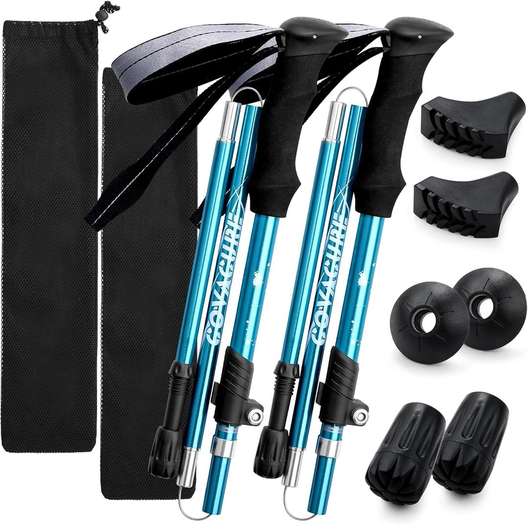 Covacure Hiking Poles Collapsible Trekking Poles - Aluminum Alloy 7075 Walking Sticks for Hiking with Telescopic & Foldable Tri-fold Design Hiking Gear for Women Men, Hiking, Camping, Climbing, 39.37''-47.24''