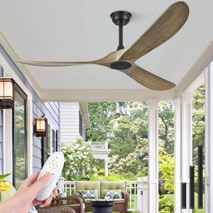 Haipeel 52 Inch Ceiling Fans Without Lights, Wood Ceiling Fan no Light with Remote Control and DC Motor, Indoor Outdoor Ceiling Fan for Patios Farmhouse Propeller Ceiling Fans 3 Blades, Bronze Gray