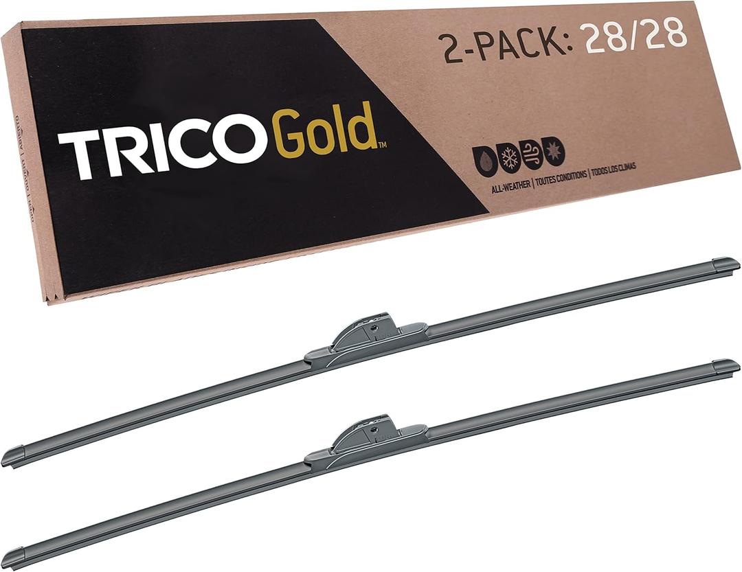 TRICO Gold 28" + 28" Premium Automotive Replacement Windshield Wiper Blades (Set of 2), Passenger and Driver Side All-Weather Beam Wiper Blades for Select Vehicle Models (28" + 28" Pair Pack)