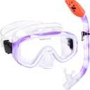 Kids Snorkel Set, Children Anti-Fog Diving Mask Swimming Goggles Dry Top Snorkel Equipment Snorkeling Packages Swimming Gear for Youth Boys Girls Age 5-10