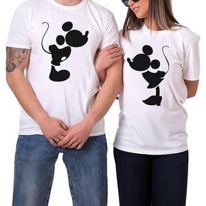 Matching Couple Shirts His and Hers with Kissing MM Design Man Women Husband Wife T-Shirts Outfits Valentine. (White)