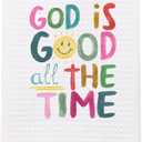 God is Good All The Time Kitchen Towel  Colorful Christian Waffle Weave Dish Towels  Inspirational Bible Verse Tea Towel for Faith-Based Kitchen Decor or Gifts, 16x24 Inches