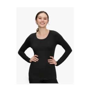 Underscrub Long Sleeve Women - Scoop Neck Scrubs Undershirt Soft Stretch Fitted Top. Size L.