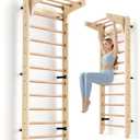Multi-Function Gymnastics Swedish Ladder,Wall Mounted Wooden Gymnastics Bar,Indoor Home Gym for Kids & Adults