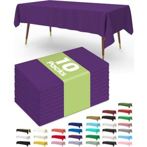Pureegg Plastic Table Cloth Disposable 10 Pack, 54 x 108 Inch Table Cloths, Halloween Party Decorations, Summerween Decor, Halloween Tablecloths, Rectangle, Plastic Cover, Leakproof & Sturdy, Purple