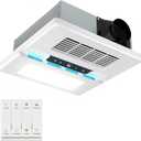 4 in 1 Bathroom Exhaust Fan with Light and Heater, 190 CFM Quiet Bathroom Exhaust Fan, 1800W Heater, 12W LED Light Combination with Remote Control for Bathrooms, Toilets, Hotels, Large
