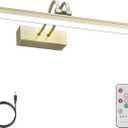 FUNCHDAY Picture Light, Wireless Rechargeable Gallery Lights with Remote, 280LM 48 LED Dimmable Painting Lighting, 16in Battery Operated Art Lights for Paintings,Wall Artwork (Antique Brass)