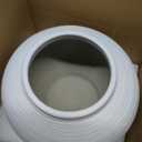 7" Short White Ceramic Vase, Small Farmhouse Ribbed Table Decor