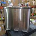 GarveeHome 3-in-1 Stainless Steel Recycling Trash Can, 3 x 4 Gallon (12 Gal Total) Triple Compartment Kitchen Garbage Bin with Soft-Close Step Lid, Hands-Free Waste Sorting for Home, Silver