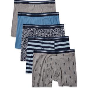 Amazon Essentials Mens Underwear Boxer Briefs, Comfortable Cotton, Tag-Free (Medium, Floral Print/Pineapple/Stripe)