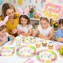 125PCS Easter Plates and Napkins Set, Colorful Egg Bunny Pattern Disposable Paper Plate Cups Forks Napkins for Easter Party Decorations, Serve for 25 Guests (Easter Egg)