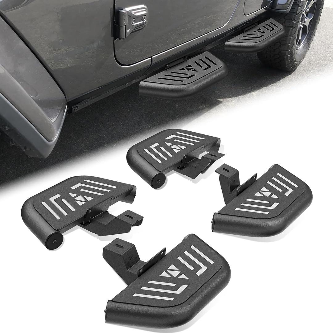for JL Side Steps Small Running Boards Compatible with 2018-2026 Jeep Wrangler JL JLU Unlimited 4 Doors, Bolt-on Nerf Bars Heavy-Duty Steel Step Plates (4PCS, Black)