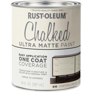 Rust-Oleum Chiffon Cream Chalked All-in-One Ultra Matte Paint | One Coat Coverage | No Primer, Sanding, Or Topcoat Needed | Easy Clean Up | Made in USA | 30 OZ