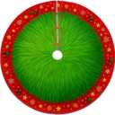 Christmas Tree Skirt 30 inch, Funny Green Red Star Snowflake Xmas Xmas Tree Skirt for Home Party Holiday Indoor Outdoor Decorations