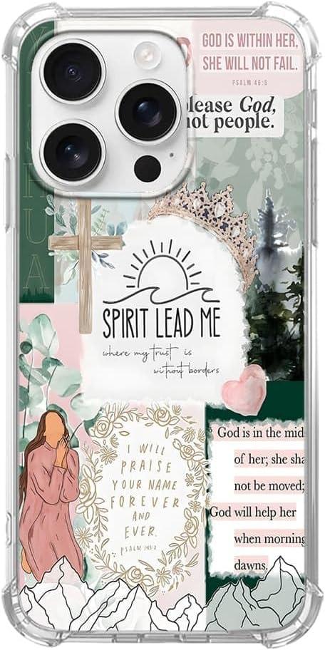 God is Within Her Bible Verse Case for iPhone 16 Pro Max,Boho Cross & Mountain Shockproof,Unique Soft TPU Bumper Case Compatible for iPhone 16 Pro Max