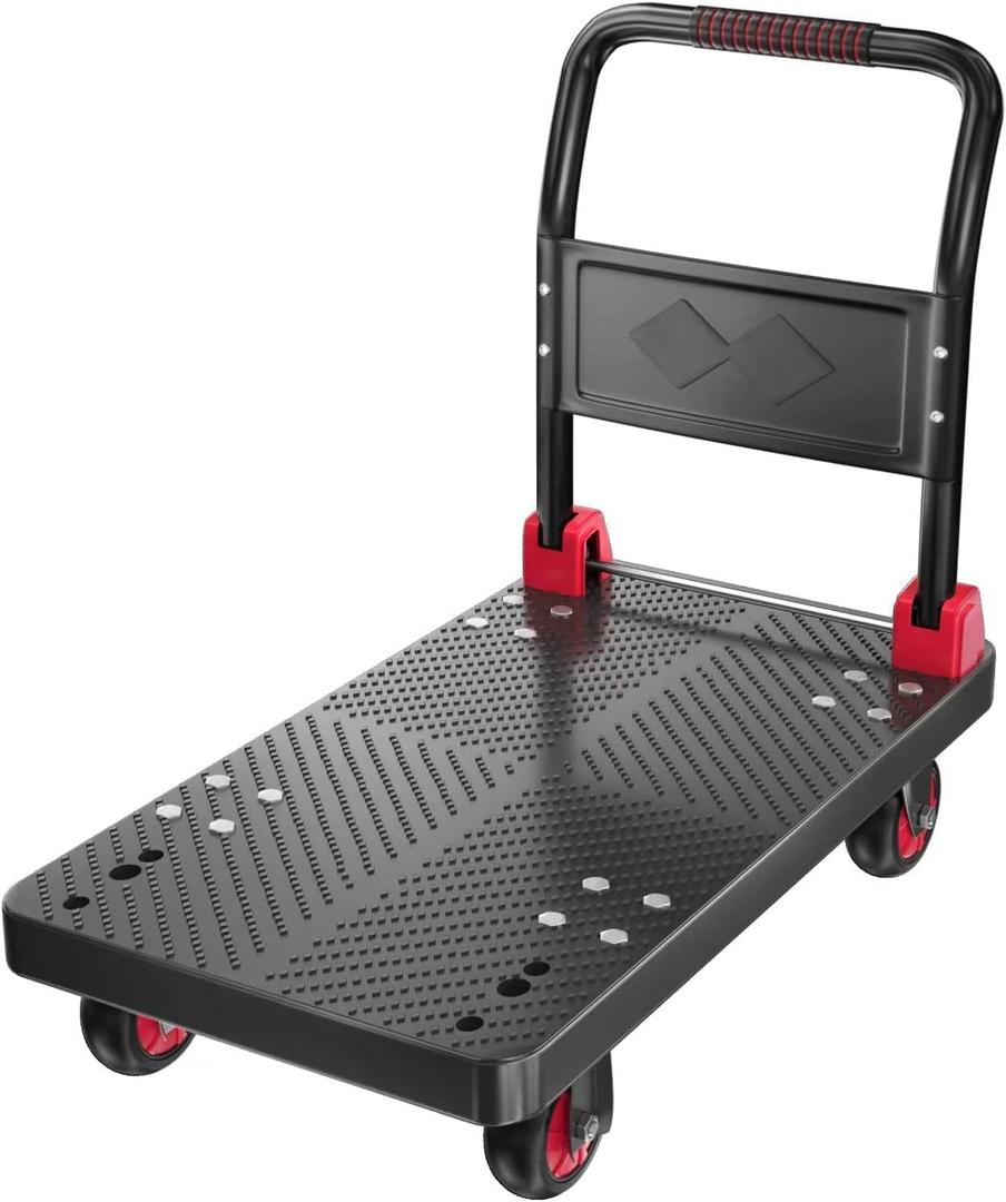 Lomive Platform Truck Push Cart Dolly, Foldable Hand Trucks with 1000LB Weight Capacity 36x24Inch Large Size for Easy Storage and 360 Degree Swivel Wheels