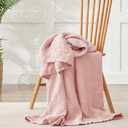 100% Cotton Muslin Blanket Queen 90" x 90", 6 Layers Breathable and Lightweight Cotton Throw Blankets for Bed, Soft Cooling Summer Gauze Blanket for Adults All Season, Dusty Rose