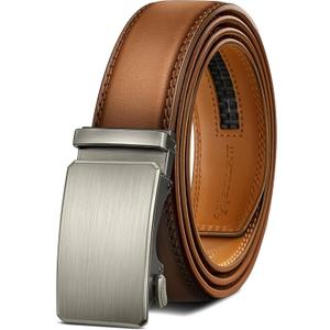 BULLIANT Men's Belt,Brand Ratchet Belt Of Genuine Leather For Gift Men Dress,Size Customized(orange brown,34"-40" Waist Adjustable)