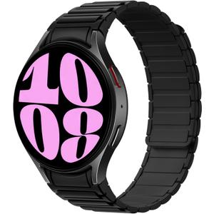 Haveda No Gap Magnetic Band Compatible with Samsung Galaxy Watch 7/6/5/4/FE 40mm 44mm/Galaxy Watch 4 6 Classic 47mm 46mm 43mm 42mm/Watch 5 Pro 45mm, 20mm Silicone Watch Bands Strap for Men Women (Black)