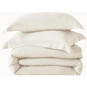 Premium Long-Staple Cotton Sateen Sheet Set, Soft and Breathable Bed Sheets with Fitted Sheet (White, Queen)